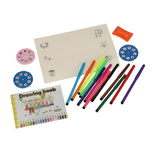 Tekentafel met 24 afbeeldingen diaprojector inclusief tekenboek en stiften - Ideaal om kinderen te leren tekenen