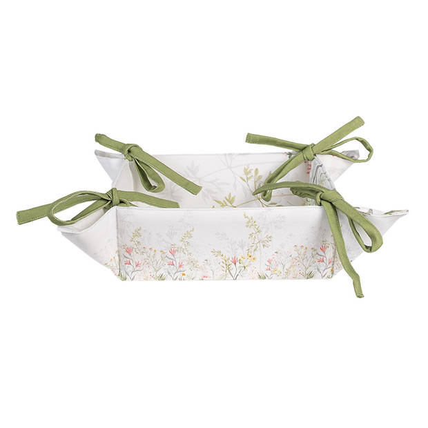 Clayre & Eef Broodmand 35x35x8 cm Wit Katoen Bloemen Wit