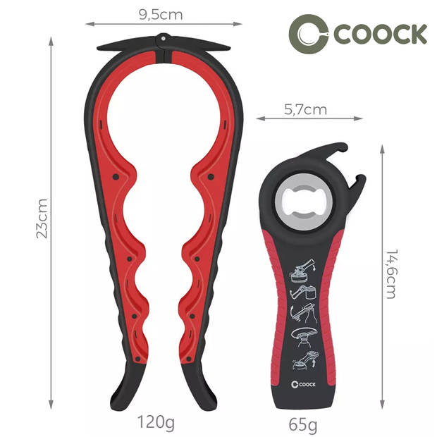 COOCK - Allesopener - Multifunctionele Opener - 7-in-1 Potopener - Flesopener XL - Keuken Hulp voor Ouderen