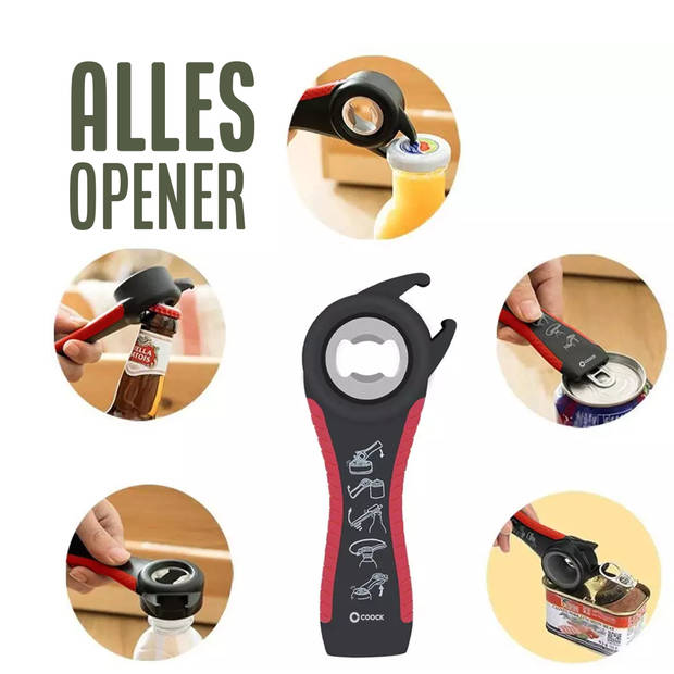 COOCK - Allesopener - Multifunctionele Opener - 7-in-1 Potopener - Flesopener XL - Keuken Hulp voor Ouderen