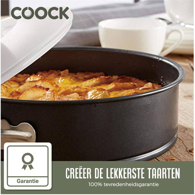 COOCK - Springvorm Set - Bakvorm - Taartvorm met Antiaanbaklaag - 24 cm - Cakevorm - Incl. Deegschraper & E-Book