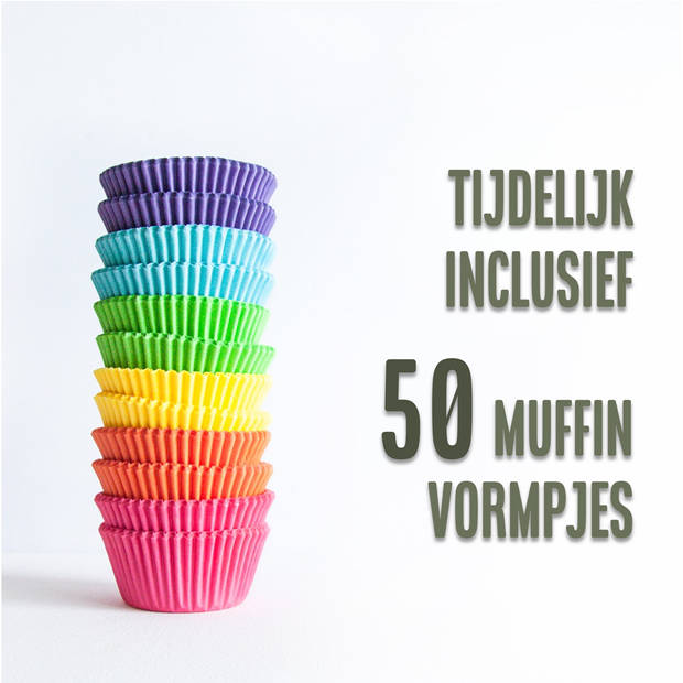 COOCK - Muffin Bakvorm met 12 Cupcake Vormpjes - Non Stick Incl. Papieren vormpjes & E-book