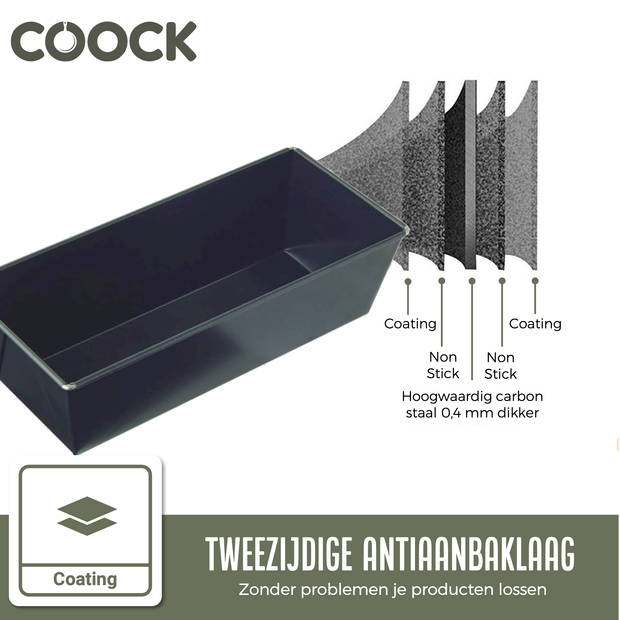 COOCK - Bakvorm - Cakevorm met Antiaanbaklaag - Cakeblik 30 cm - Incl. Deegschraper & E-Book