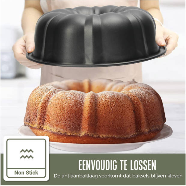 COOCK - Bakvorm - Tulband - Taartvorm met Antiaanbaklaag - 23 cm Diameter - Cakevorm - Incl. Deegschraper & E-Book