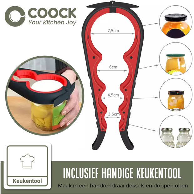 COOCK Keukengerei Set met Houder XL - Kookgerei Set 17 delig - Siliconen - Ophangbaar - Rood