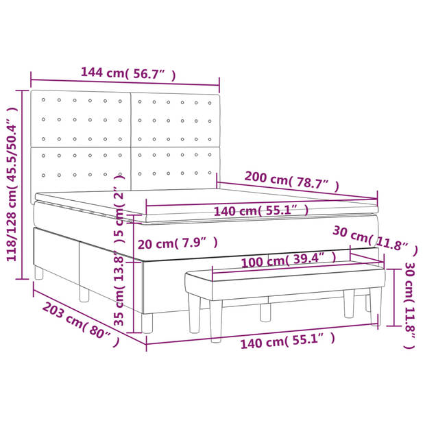 vidaXL Boxspring met matras fluweel zwart 140x200 cm