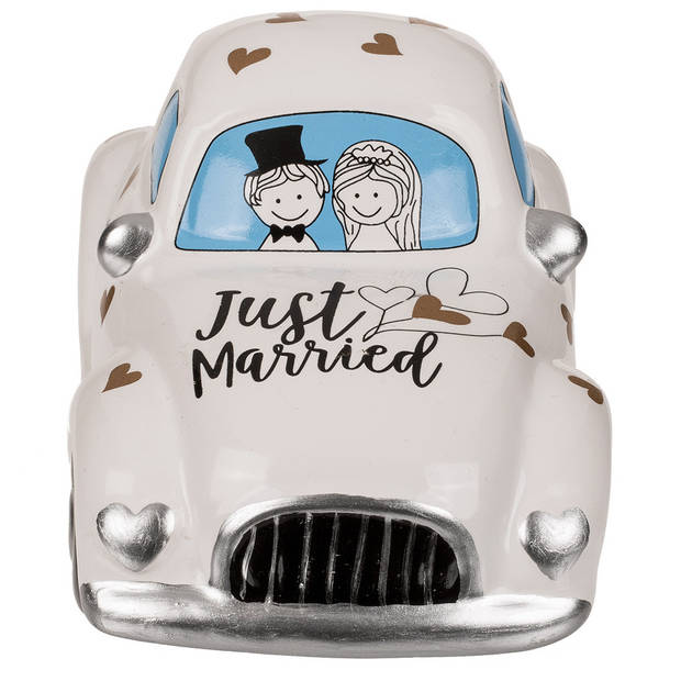 Spaarpot voor volwassenen - Just Married - keramiek - wit - 16 x 8 cm - Spaarpotten