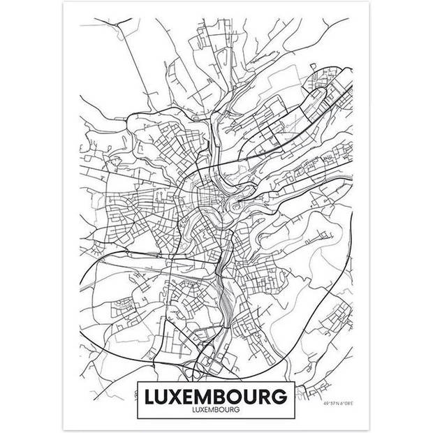 Canvas city map Luxembourg 30X40cm