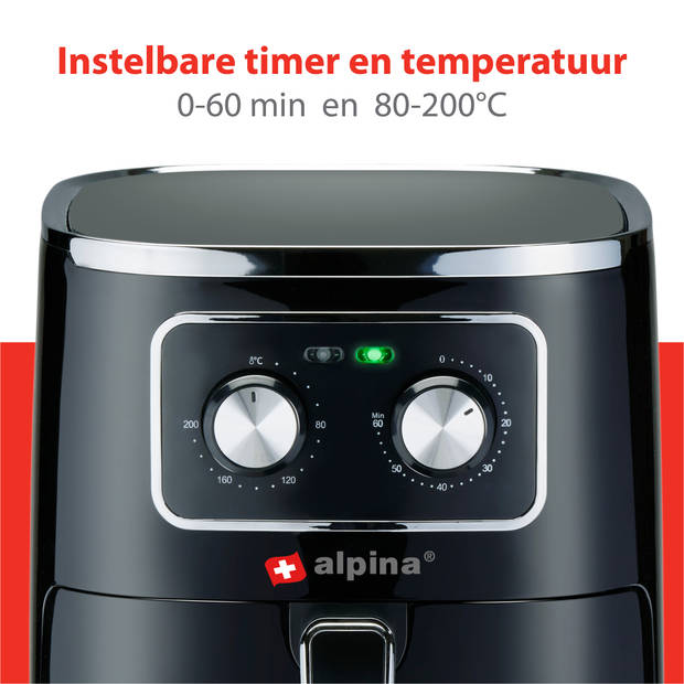alpina Airfryer XXL - Hetelucht Friteuse 4.5L - 80 tot 200°C - 1400W