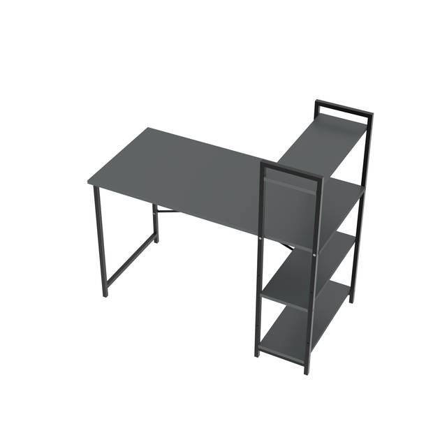 Bureau - Computertafel met planken - Thuiskantoor - Industrieel - Vintage - ANTRACIET/zwart