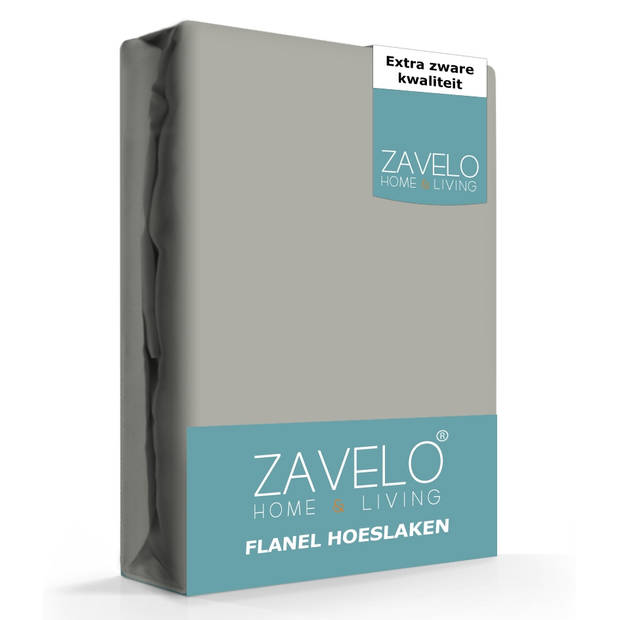 Zavelo Hoeslaken Flanel Grijs-Lits-jumeaux (160x200 cm)