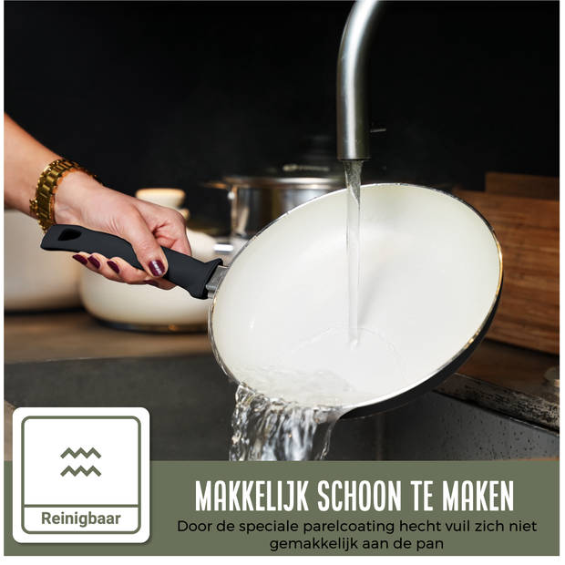 COOCK 19-Delige Pannenset – Anti-Aanbak Coating - Ergonomische Handgrepen - Zwart - Inclusief Onderzetters en E-book