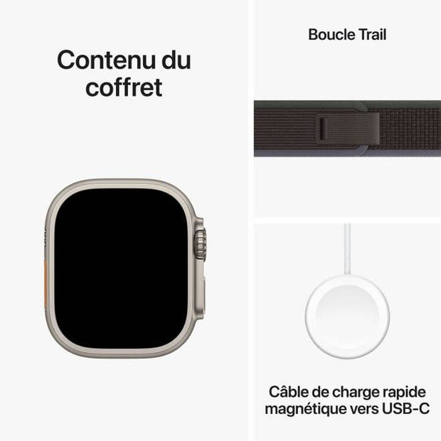 Apple Watch Ultra 2 medium/large trail-bandje Titanium Blauw/Zwart