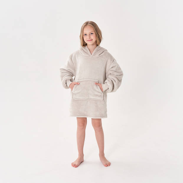 JUNIOR Oversized Hoodie voor kinderen - 50x70 cm - Hoodie & deken in één - met capuchon - Pumice Stone - beige