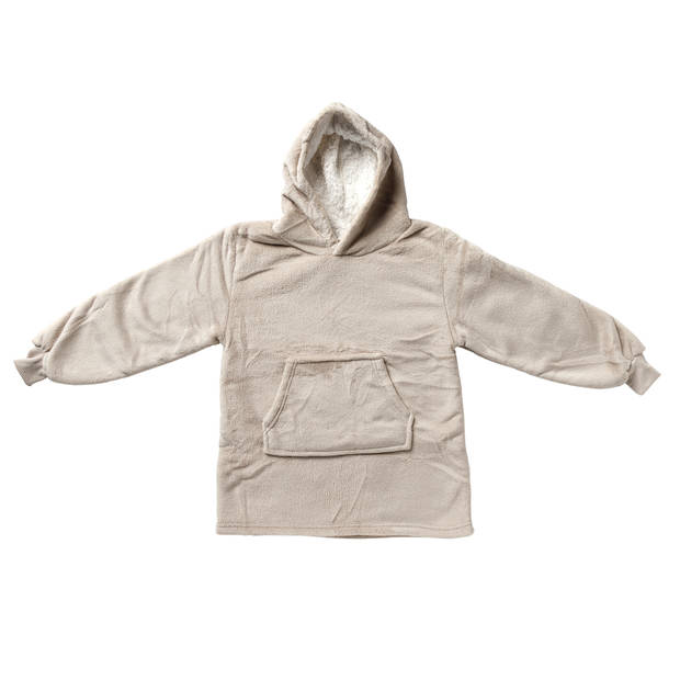 JUNIOR Oversized Hoodie voor kinderen - 50x70 cm - Hoodie & deken in één - met capuchon - Pumice Stone - beige