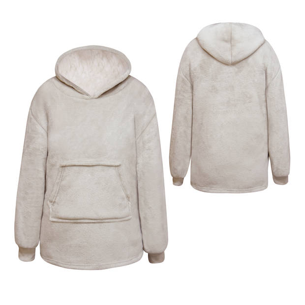 JUNIOR Oversized Hoodie voor kinderen - 50x70 cm - Hoodie & deken in één - met capuchon - Pumice Stone - beige