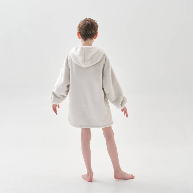 JUNIOR Oversized Hoodie voor kinderen - 50x70 cm - Hoodie & deken in één - met capuchon - Pumice Stone - beige