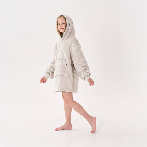 JUNIOR Oversized Hoodie voor kinderen - 50x70 cm - Hoodie & deken in één - met capuchon - Pumice Stone - beige