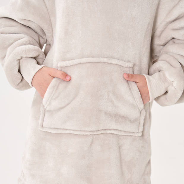 JUNIOR Oversized Hoodie voor kinderen - 50x70 cm - Hoodie & deken in één - met capuchon - Pumice Stone - beige