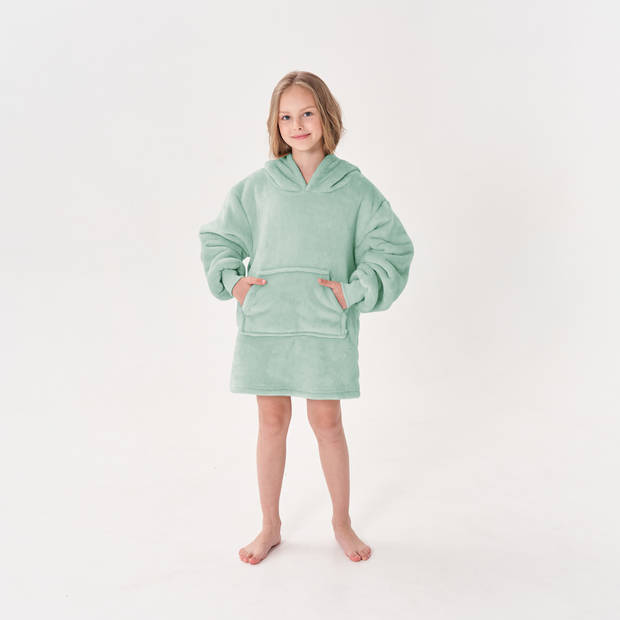 JUNIOR Oversized Hoodie voor kinderen - 50x70 cm - Hoodie & deken in één - met capuchon - Jadeite - groen