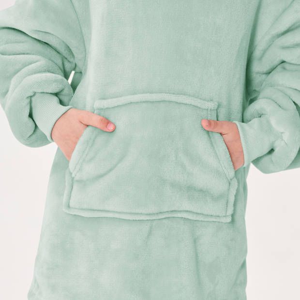 JUNIOR Oversized Hoodie voor kinderen - 50x70 cm - Hoodie & deken in één - met capuchon - Jadeite - groen