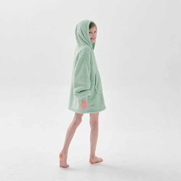 JUNIOR Oversized Hoodie voor kinderen - 50x70 cm - Hoodie & deken in één - met capuchon - Jadeite - groen