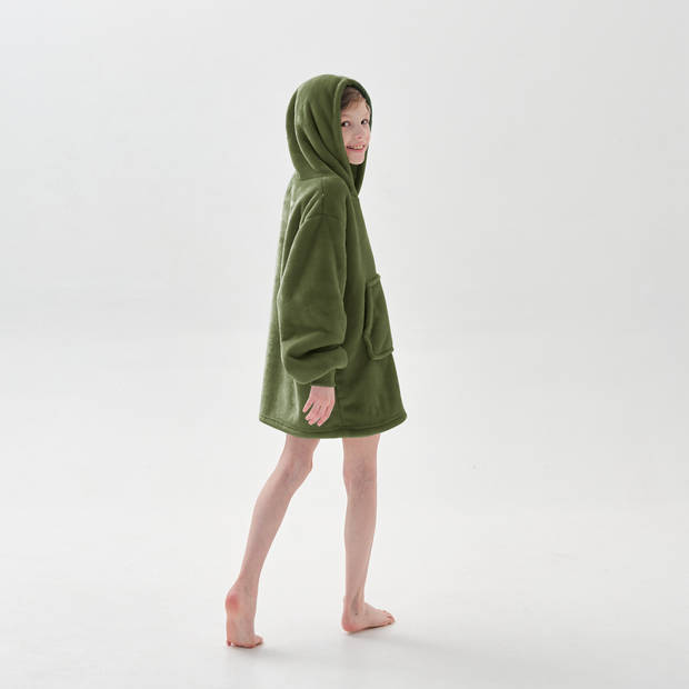 JUNIOR Oversized Hoodie voor kinderen - 50x70 cm - Hoodie & deken in één - met capuchon - Groen