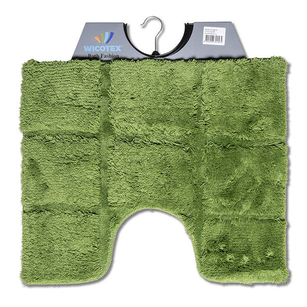 Wicotex-Badmat set met Toiletmat-WC mat-met uitsparing ruit groen-Antislip onderkant