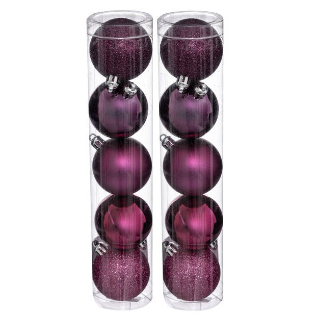 Atmosphera kerstballen - 10x stuks - framboos roze - kunststof - 5 cm - Kerstbal