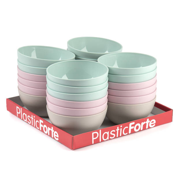 Plasticforte kommetjes/schaaltjes - 4x - dessert/ontbijt - kunststof - D14 x H6 cm - mintgroen - Kommetjes