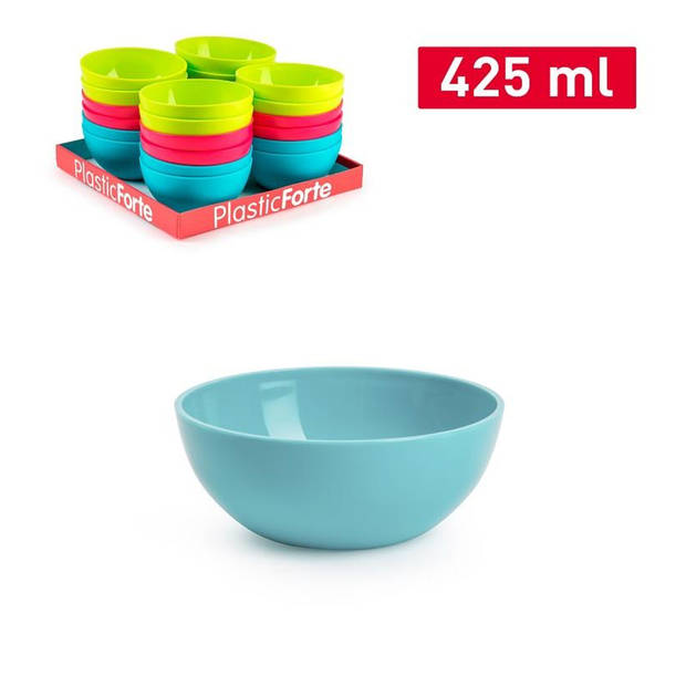 Plasticforte kommetjes/schaaltjes - 4x - dessert/ontbijt - kunststof - D12 x H5 cm - blauw - Kommetjes