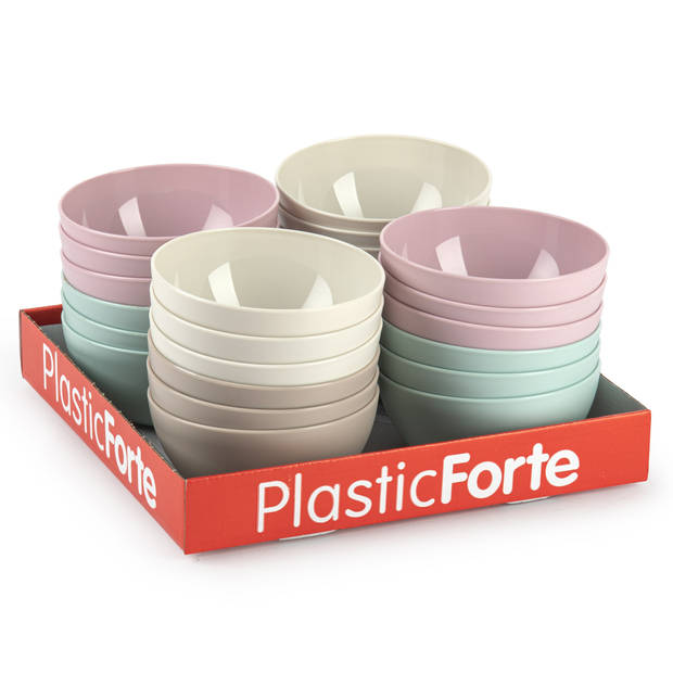 Plasticforte kommetjes/schaaltjes - 4x - dessert/ontbijt - kunststof - D12 x H5 cm - roze - Kommetjes