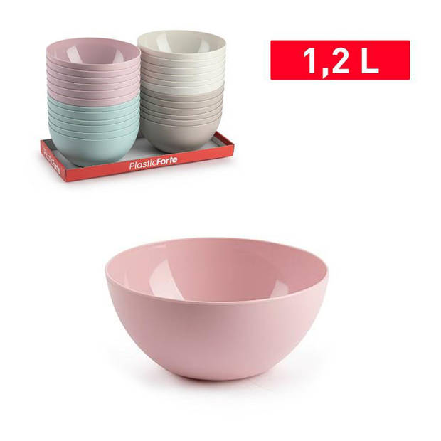 Plasticforte kommetjes/schaaltjes - dessert/ontbijt - kunststof - D17 x H8 cm - roze - Kommetjes