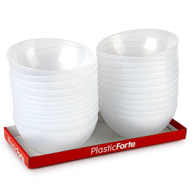 Plasticforte kommetjes/schaaltjes - dessert/ontbijt - kunststof - D17 x H7 cm - transparant - Kommetjes