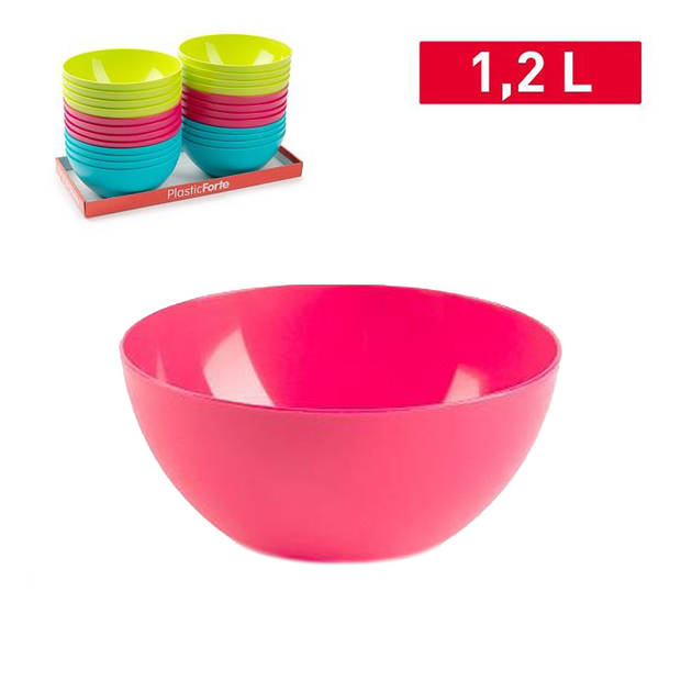 Plasticforte kommetjes/schaaltjes - 4x - dessert/ontbijt - kunststof - D17 x H8 cm - fuchsia roze - Kommetjes