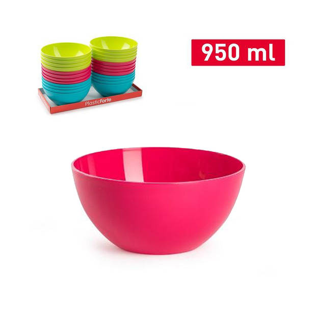 Plasticforte kommetjes/schaaltjes - dessert/ontbijt - kunststof - D17 x H7 cm - fuchsia roze - Kommetjes