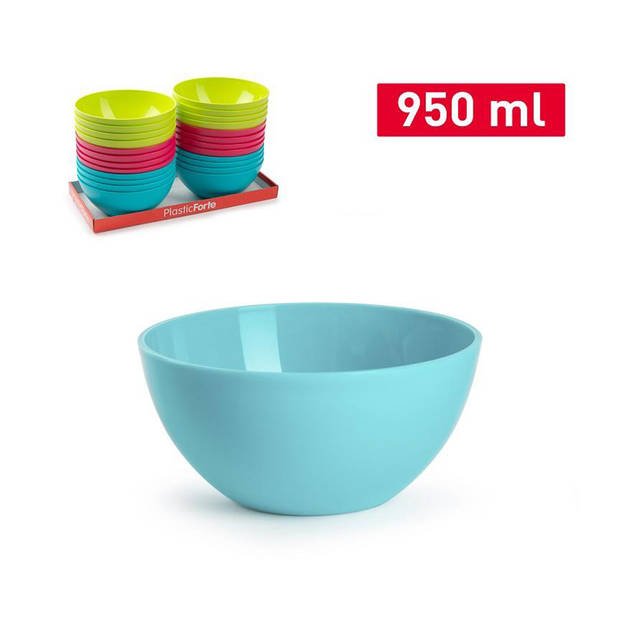 Plasticforte kommetjes/schaaltjes - 4x - dessert/ontbijt - kunststof - D17 x H7 cm - blauw - Kommetjes