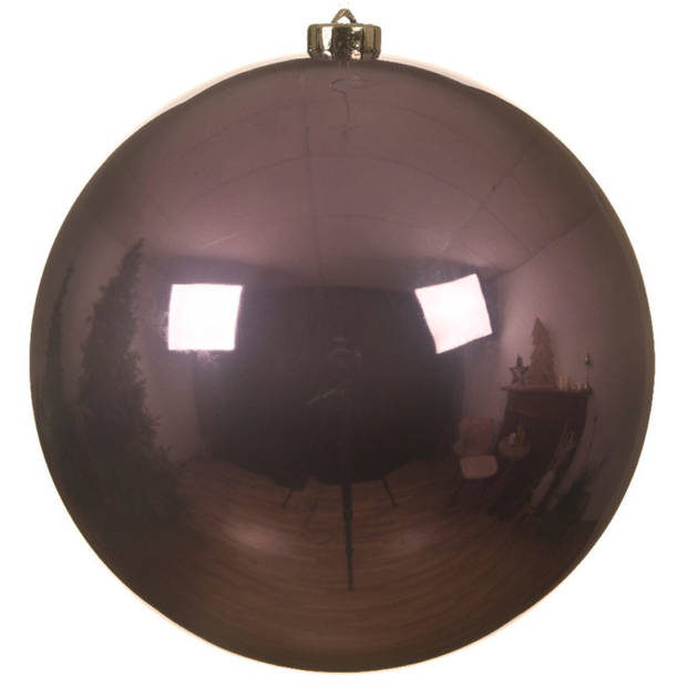 2x stuks grote kunststof kerstballen lila paars 14 cm glans - Kerstbal