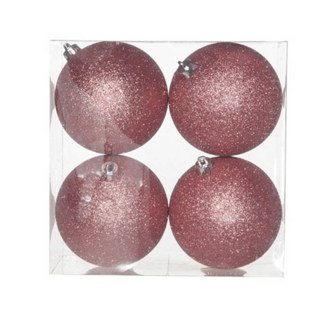 Kerstversiering set glitter kerstballen roze 6 - 8 -10 cm - pakket van 50x stuks - Kerstbal