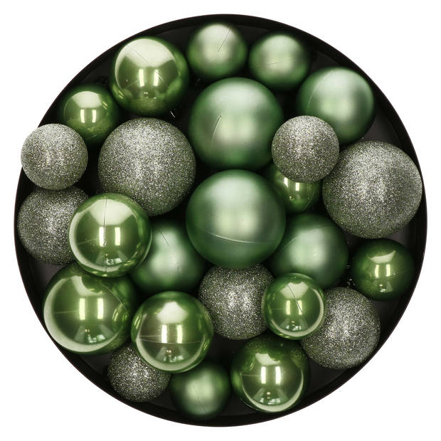 Decoris kerstballen - 30x st - salie groen - 4/5/6 cm - kunststof - Kerstbal