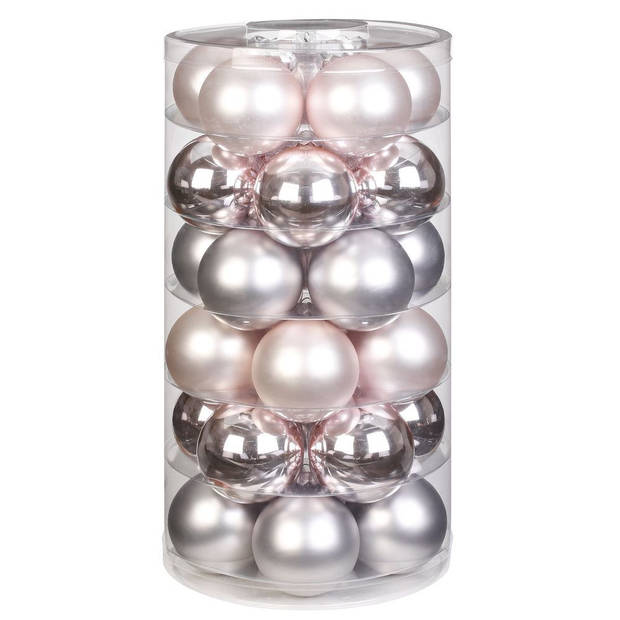 Inge Christmas Kerstballen - 30x st - glas - oudroze - 6 cm - Kerstbal