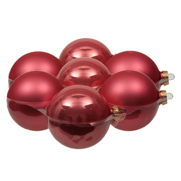 8x stuks glazen kerstballen bubblegum roze 10 cm mat/glans - Kerstbal