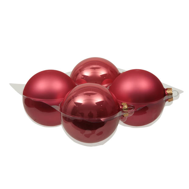 Othmar Decorations Grote kerstballen - 4x st - bubblegum roze - 10 cm - glas - Kerstbal