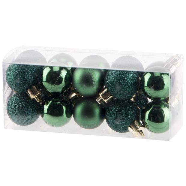 Kleine kunststof kerstballen 40x stuks 3 cm in koper en groen - Kerstbal