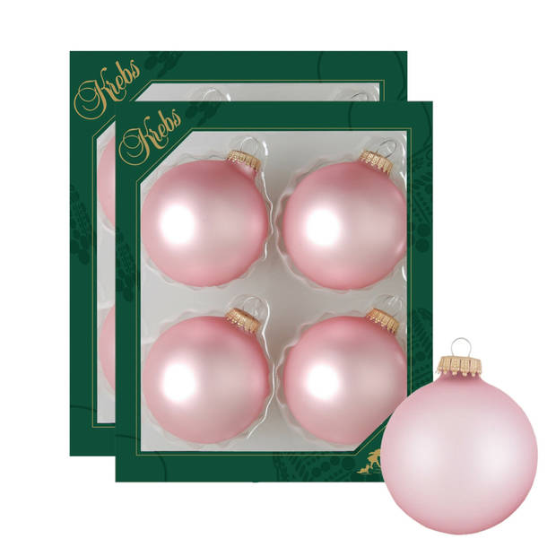 8x stuks glazen kerstballen 7 cm chic mat roze - Kerstbal