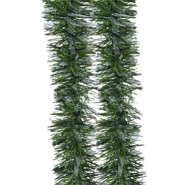 Decoris folieslinger - 2x - groen/transparant - 270 x 7,5 cm - Kerstslingers