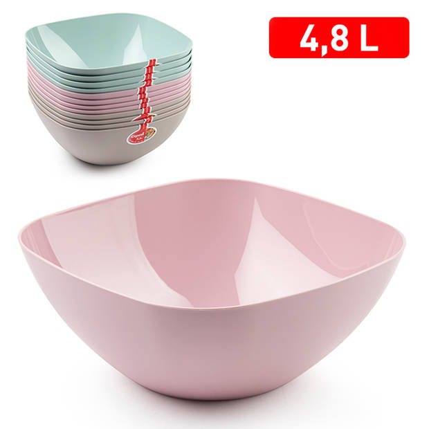 Plasticforte Serveerschaal/saladeschaal - D28 x H11 cm - kunststof - roze - 4800 ml - Serveerschalen