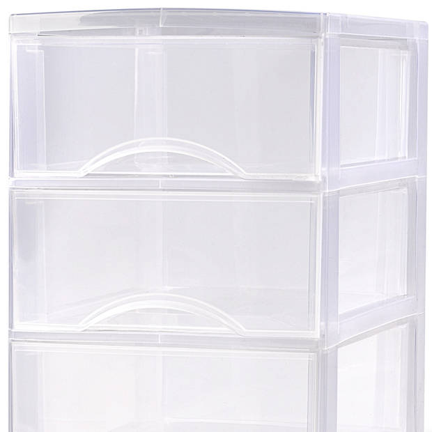 Plasticforte Ladeblokje/bureau organizer 3x lades - transparant - L26 x B37 x H37 cm - Ladeblok