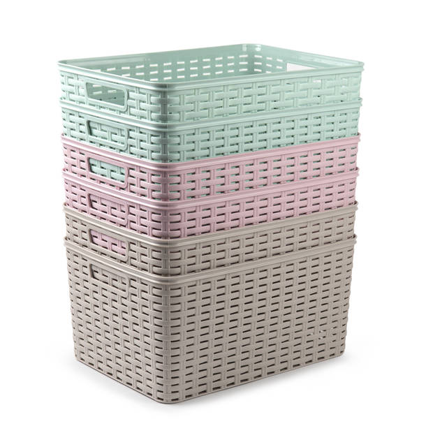 Plasticforte opbergmand/kastmandje - 18 liter - roze - kunststof - 28 x 38 x 19 cm - Opbergbox