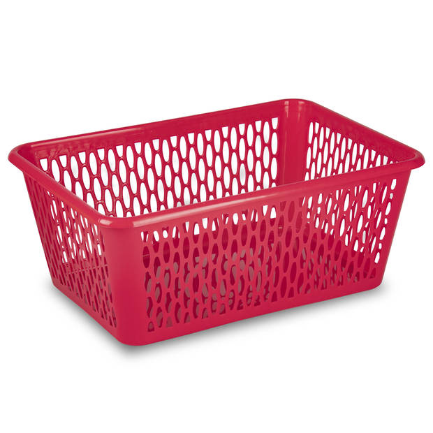 Plasticforte opbergmand/kastmandje - 2x - 6,5 liter - fuchsia roze - kunststof - 20 x 30 x 11 cm - Opbergbox